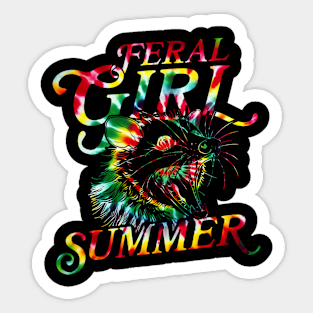 feral girl summer funny possum juneteenth rasta tie dye Sticker